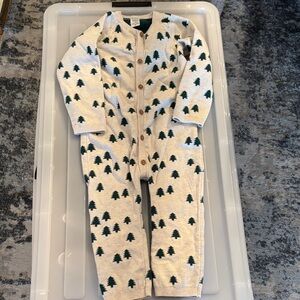 Carter's Cream and Green Tree Pattern sweater one piece